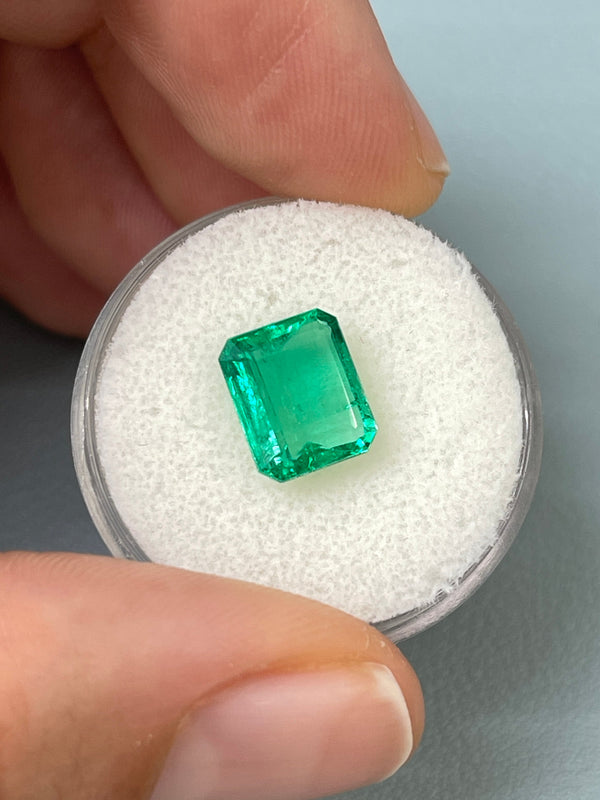 2.85 Carat 9.4x8 Crystalline Green Natural Loose Colombian Emerald- Emerald Cut