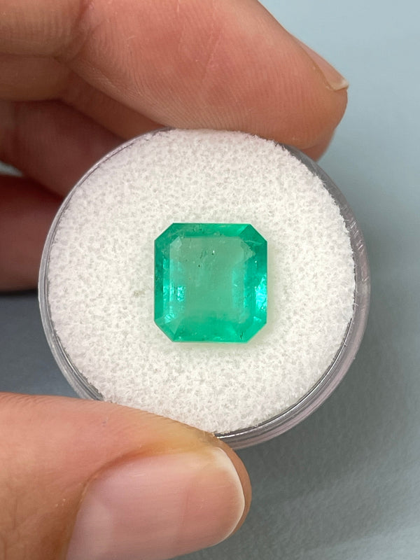 3.59 Carat 10.5x10 Sping Green Loose Colombian Emerald-Asscher Cut