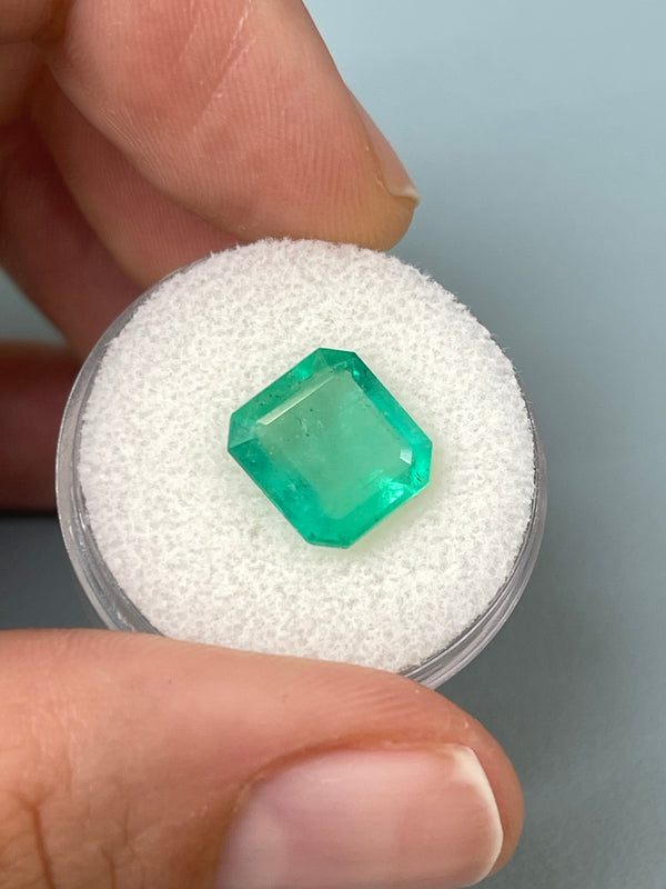 3.59 Carat 10.5x10 Sping Green Loose Colombian Emerald-Asscher Cut