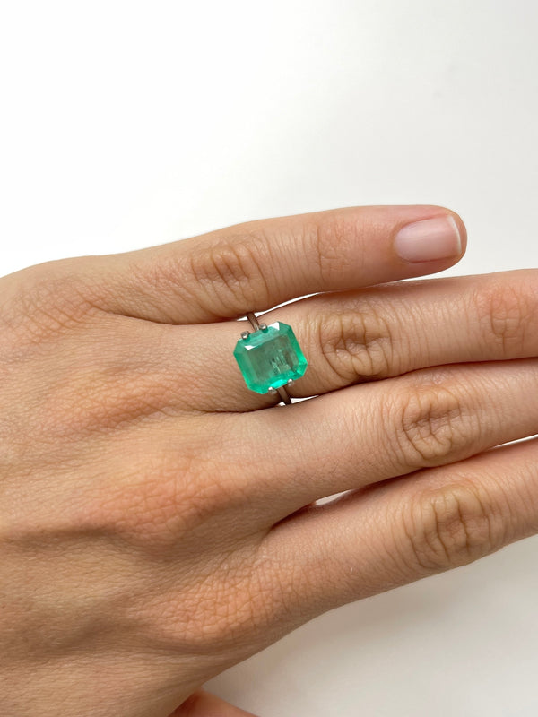 3.59 Carat 10.5x10 Sping Green Loose Colombian Emerald-Asscher Cut