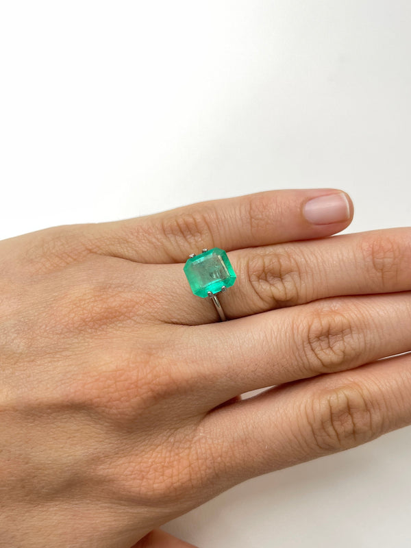 3.59 Carat 10.5x10 Sping Green Loose Colombian Emerald-Asscher Cut