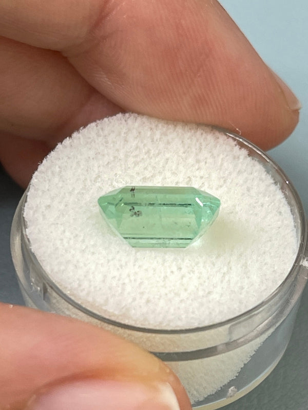 4.06 Carat 11x9 Freckled Light Green Natural Loose Colombian Emerald-Classic Emerald Cut