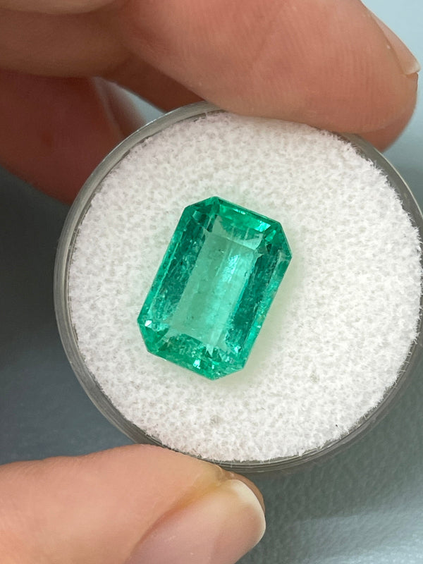 5.45 Carat 13x9 Bluish Green Natural Loose- Emerald Cut