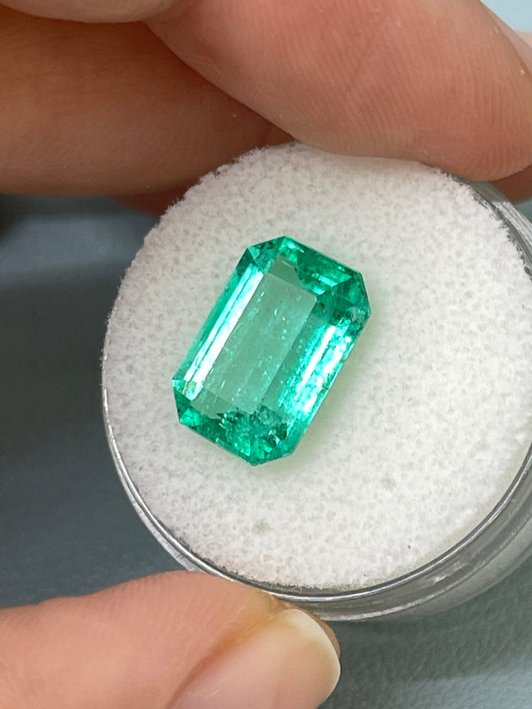 5.45 Carat 13x9 Bluish Green Natural Loose- Emerald Cut