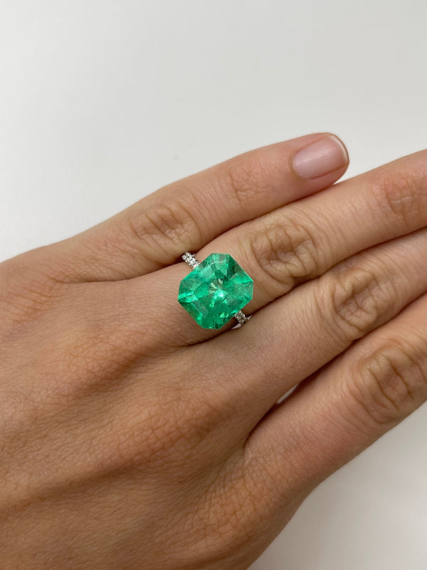 7.92 Carat 13x11.5 Chunky Emerald Cut Loose Colombian Emerald-Emerald Cut