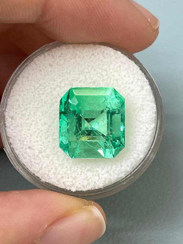 8.01 Carat 12.5x11.5 Lusterous Green Natural Loose Colombian Emerald-Asscher Cut