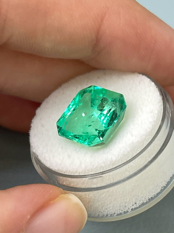 8.01 Carat 12.5x11.5 Lusterous Green Natural Loose Colombian Emerald-Asscher Cut