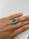 8.01 Carat 12.5x11.5 Lusterous Green Natural Loose Colombian Emerald-Asscher Cut
