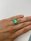 8.01 Carat 12.5x11.5 Lusterous Green Natural Loose Colombian Emerald-Asscher Cut