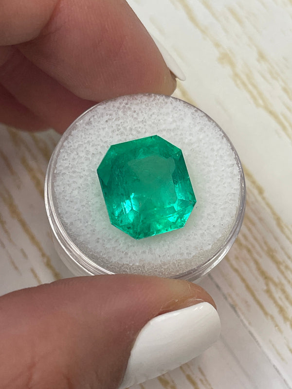 Large 10.09 Carat GIA CERTIFIED 14x13 Vivid Muzo Natural Loose Colombian Emerald-Asscher Cut