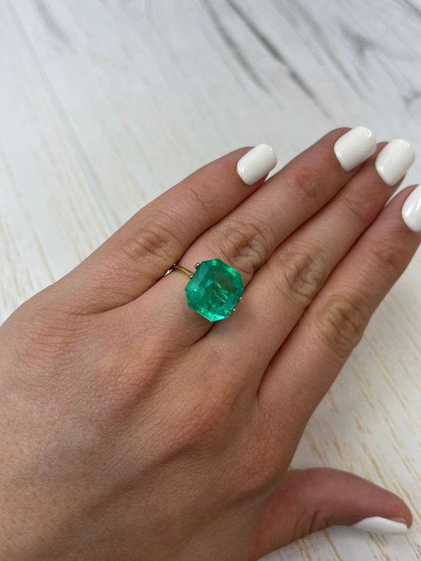 Large 10.09 Carat GIA CERTIFIED 14x13 Vivid Muzo Natural Loose Colombian Emerald-Asscher Cut