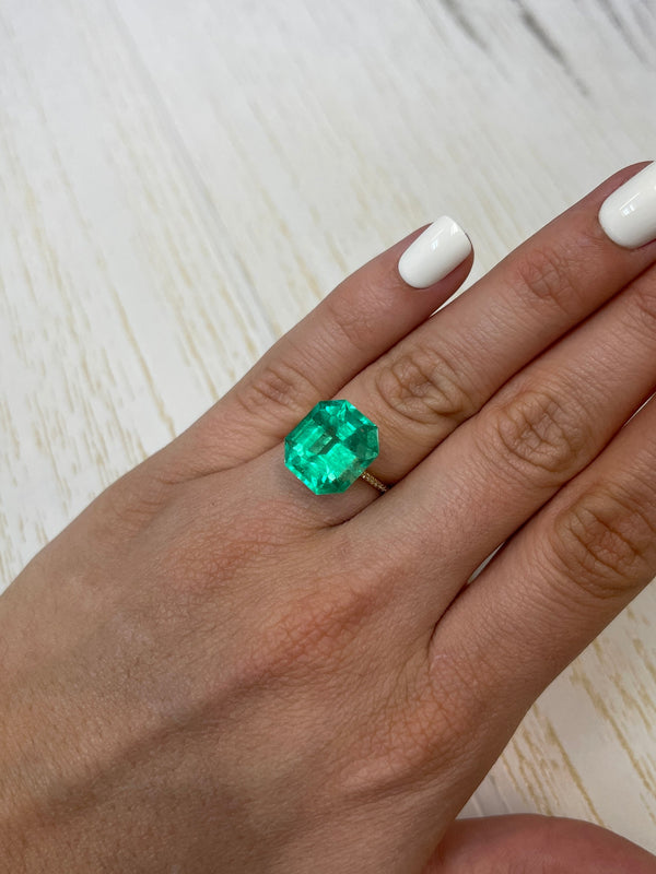 Large 10.81 Carat GIA Minor Oil 14x13 Vivid Muzo Natural Loose Colombian Emerald-Asscher Cut