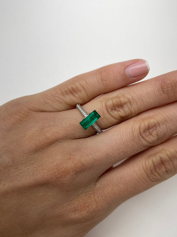 1.38 Carat AAA+ Muzo 10x5 Natural Loose Colombian Emerald-Baguette