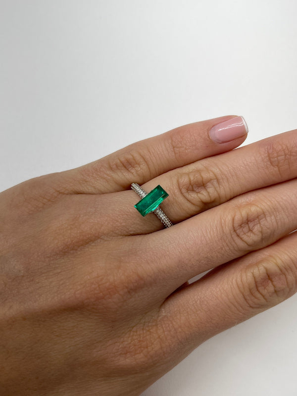 1.38 Carat AAA+ Muzo 10x5 Natural Loose Colombian Emerald-Baguette
