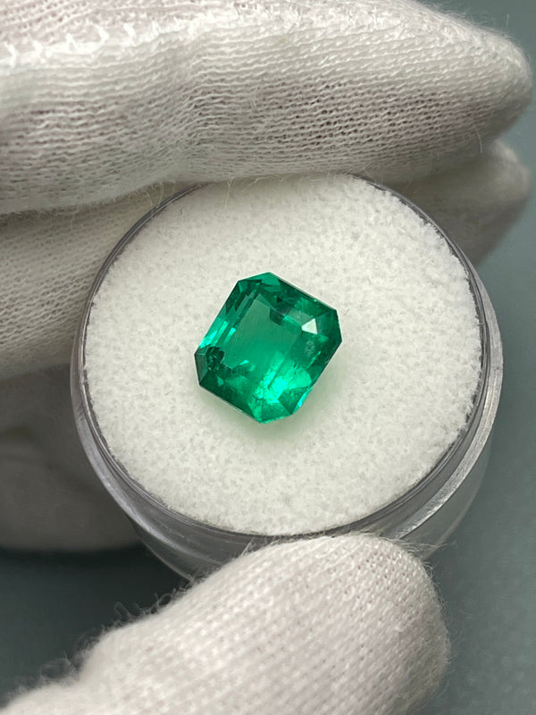 3.06 Carat AAA+ GIA Certified Muzo Green Natural Loose Colombian Emerald Asscher Cut