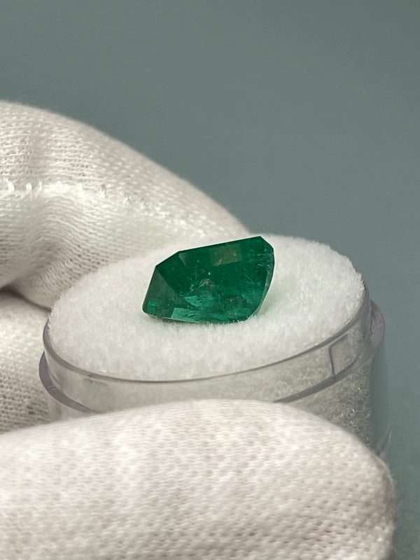 4.36 Carat 11x9 Deep Green Natural Loose Zambian- Emerald Cut