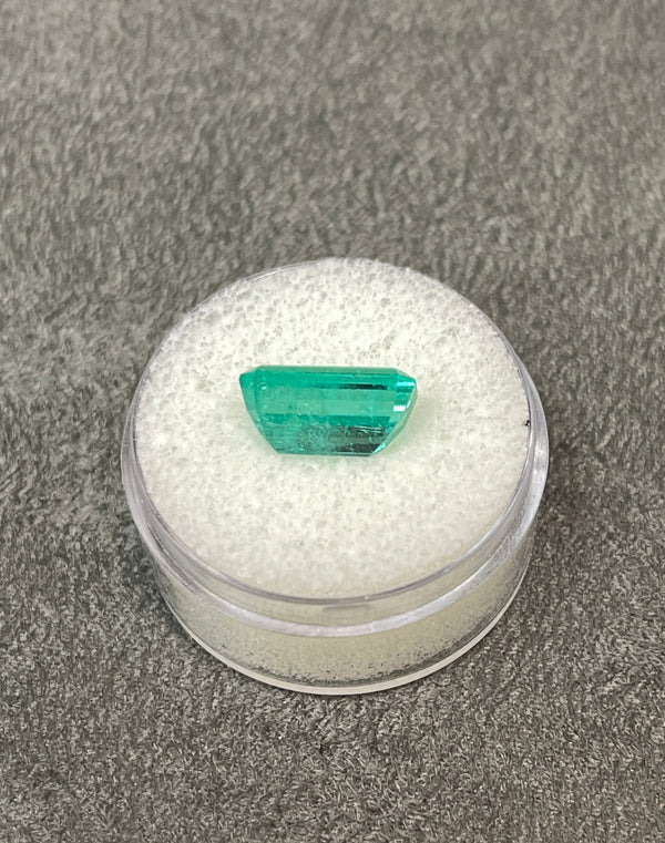 3.58 Carat Bluish Green Natural Loose Colombian Emerald-Elongated Emerald Cut