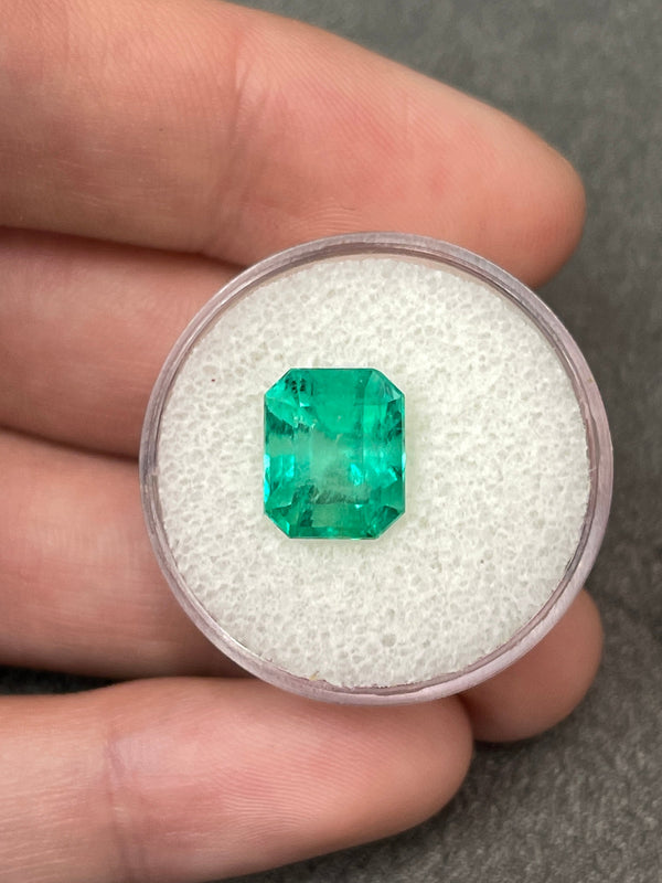 4.13 Carat 10x8 Vibrant Green Natural Loose Colombian Emerald-Classic Emerald Cut