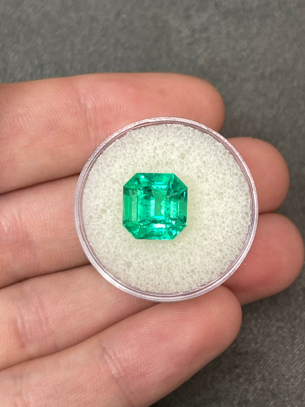 4.75 Carat 10x10 Luminous Loose Colombian Emerald-Asscher Cut with Clipped Corners