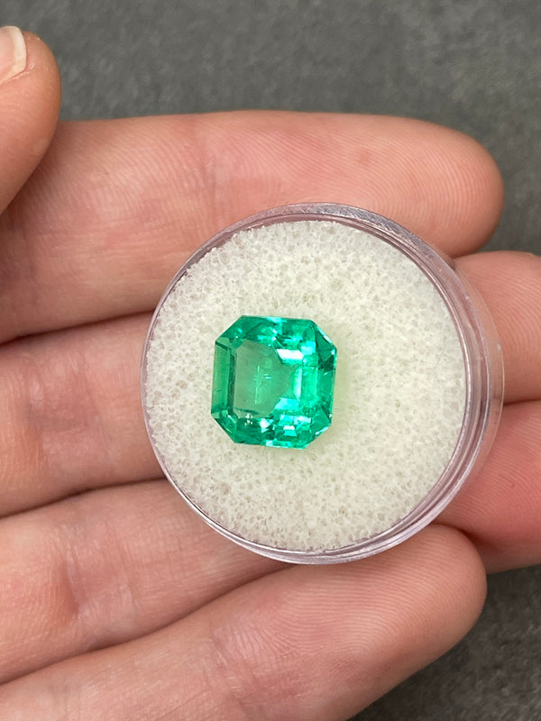4.75 Carat 10x10 Luminous Loose Colombian Emerald-Asscher Cut with Clipped Corners