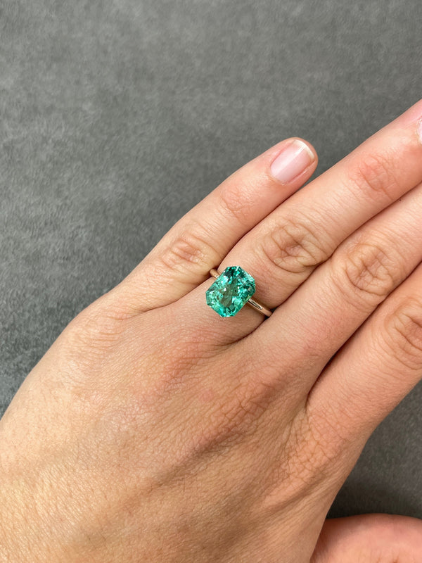 5.15 Carat 12x9 Lustrous Natural Loose Colombian Emerald-Classic Emerald Cut