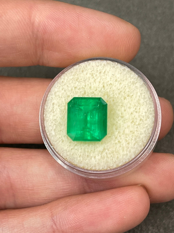 5.70 Carat Intense Yellowish Green Natural Loose Colombian Emerald-Chunky Emerald Cut