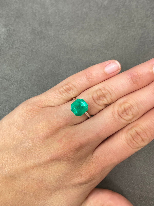 6.62 Carat Captivating Natural Loose Colombian Emerald-Asscher Cut with Clipped Corners