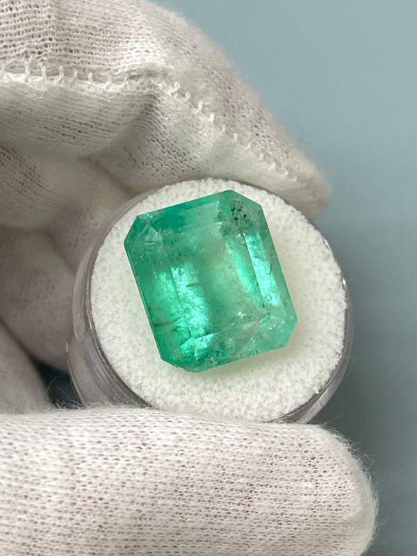 Large 17.64 Carat 17x14.5 Earthy Medium Loose Colombian Emerald- Emerald Cut