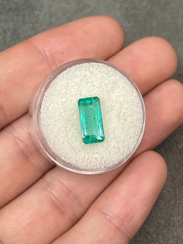 2.57 Carat Light Bluish Green Natural Loose Colombian Emerald-Elongated Emerald Cut