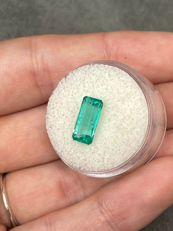 2.57 Carat Light Bluish Green Natural Loose Colombian Emerald-Elongated Emerald Cut