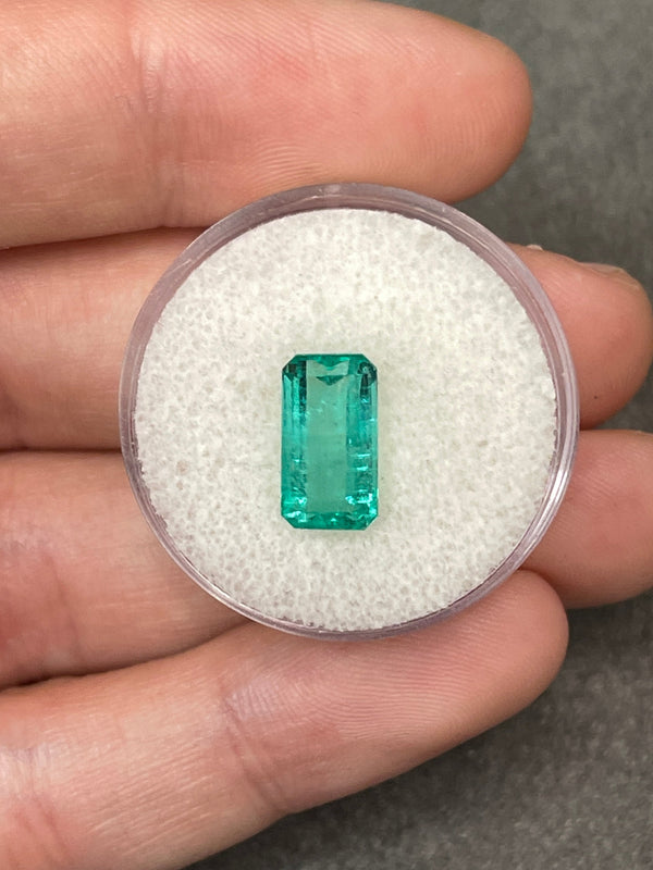 2.59 Carat Light Bluish Green Natural Loose Colombian Emerald-Elongated Emerald Cut