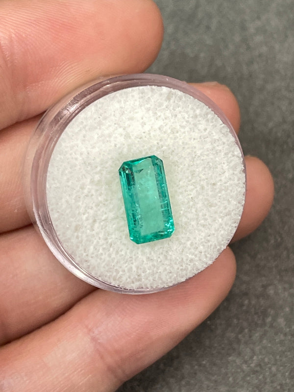 2.59 Carat Light Bluish Green Natural Loose Colombian Emerald-Elongated Emerald Cut