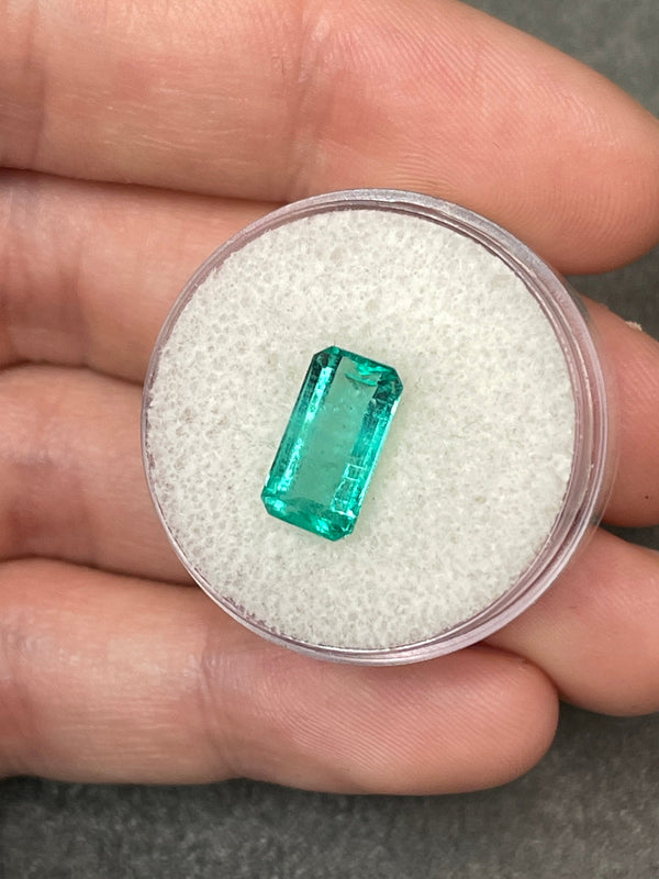 2.59 Carat Light Bluish Green Natural Loose Colombian Emerald-Elongated Emerald Cut