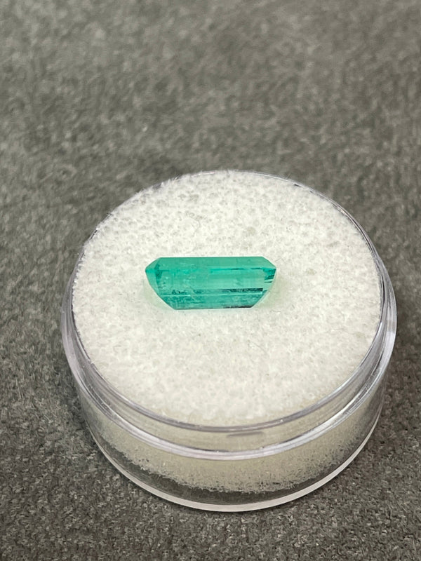 2.59 Carat Light Bluish Green Natural Loose Colombian Emerald-Elongated Emerald Cut