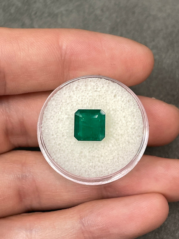 2.65 Carat 8x8 Dark Green Natural Loose Colombian Emerald-Asscher Cut