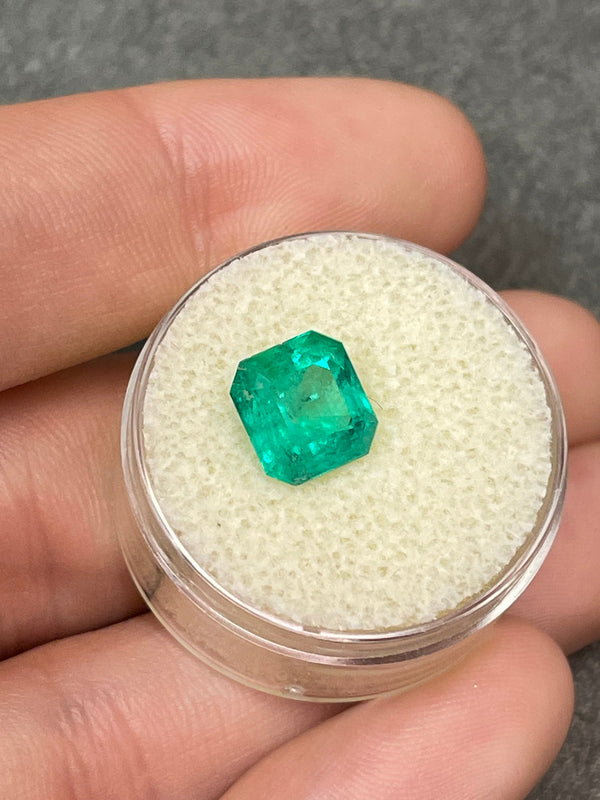 2.95 Carat Rich Medium Green Natural Loose Colombian Emerald-Asscher Cut
