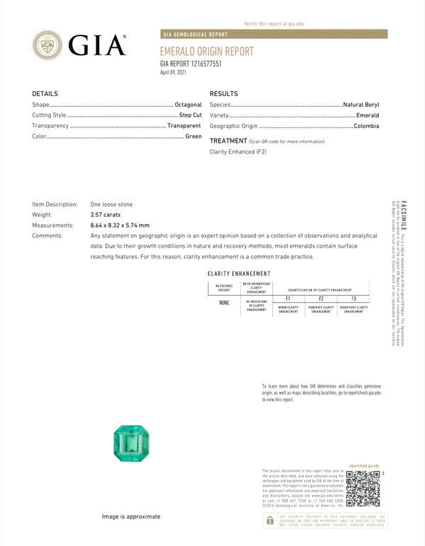 2.57 Carat GIA Vivid Bluish Green Natural Loose Colombian Emerald- Asscher Cut