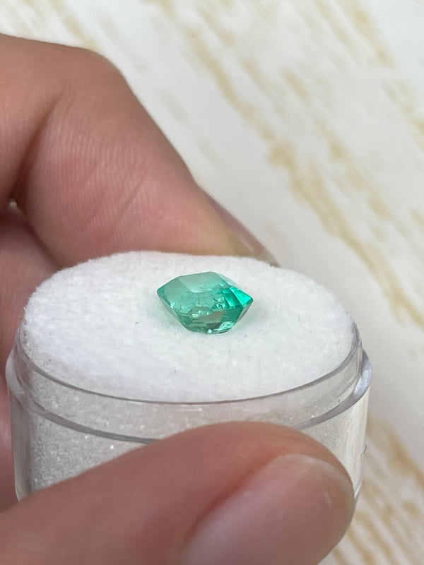 1.60 Carat 7.5x6.5 Pastel Light Green Loose Colombian Emeralds-Emerald Cut