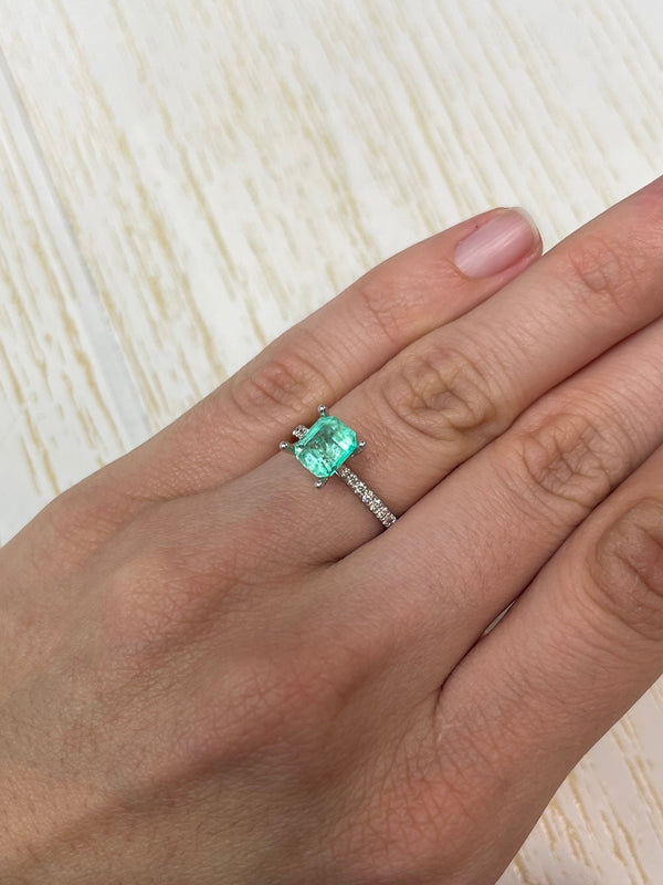 1.60 Carat 7.5x6.5 Pastel Light Green Loose Colombian Emeralds-Emerald Cut
