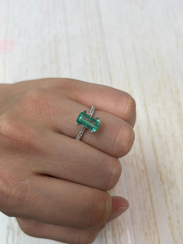1.80 Carat VVS 10x6 Slender Bluish Green Loose Colombian Emerald-Emerald Cut