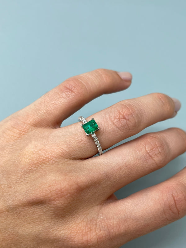 0.93 Carat 6.3x4.8 Fine Deep Green Natural Loose Zambian Emerald-Emerald Cut