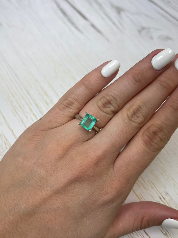2.34 Carat 9x7.5 Light Bluish Natural Loose Colombian Emerald-Emerald Cut