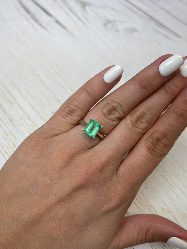 2.62 Carat 9.5x8 Glowy Yellowish Green Natural Loose Colombian Emerald-Emerald Cut