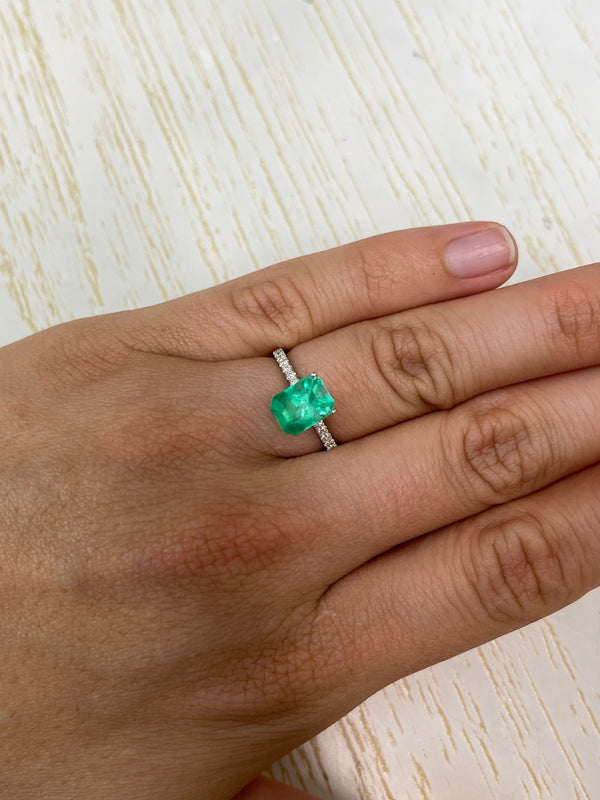 2.44 Carat 9x7 Spring Green Natural Loose Colombian Emerald-Emerald Cut