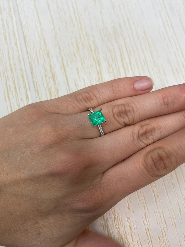 2.14 Carat Chunky Emerald Cut Natural Unset Colombian Emerald-Apple Green
