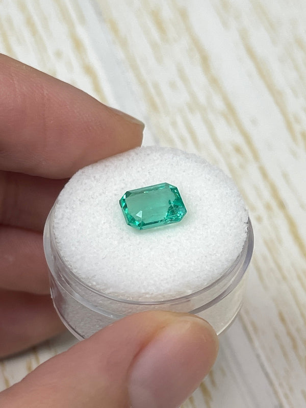 2.17 Carat 8.5x7 Bluish Green Natural Loose Colombian Emerald- Emerald Cut