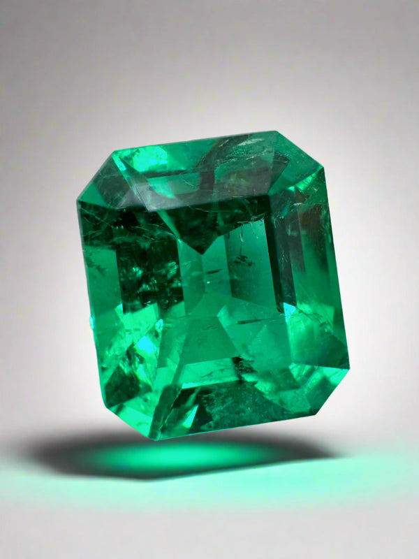 1.82 Carat 8x7 Vivacious Vivid Yellowish Green Loose Colombian Emerald-Emerald Cut