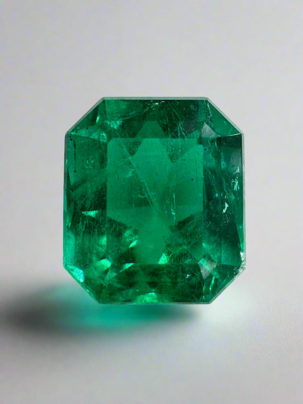 2.78 Carat 9x8 Vivid Green Chunky Emerald Cut Loose Colombian Emerald