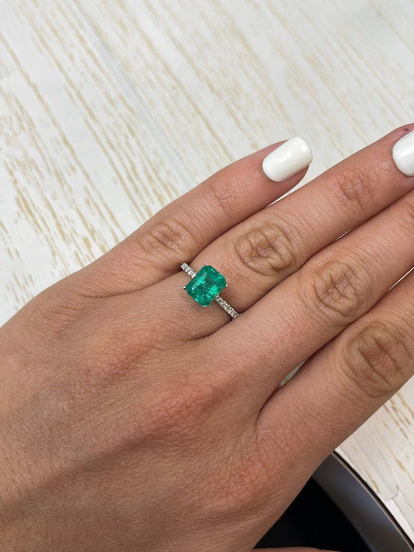 2.26 Carat 8.5x7 Medium Green Natural Loose Zambian Emerald- Emerald Cut