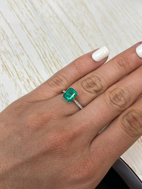 2.26 Carat 8.5x7 Medium Green Natural Loose Zambian Emerald- Emerald Cut